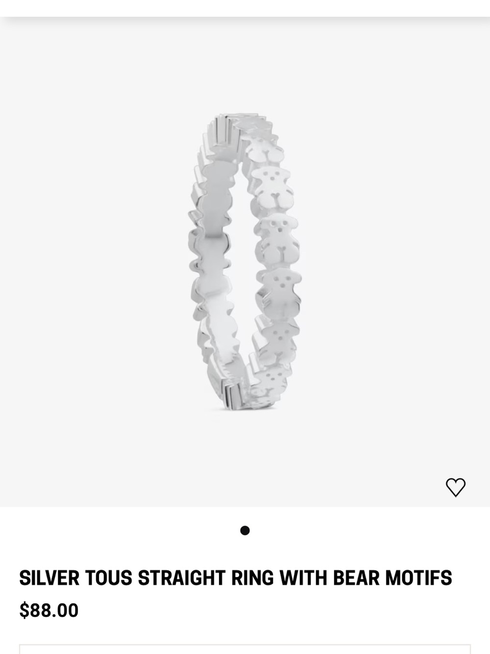 TOUS Silver Bear Motif Band - Silver